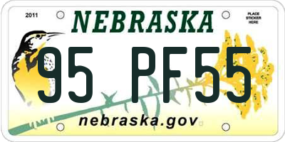 NE license plate 95PF55