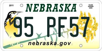 NE license plate 95PF57