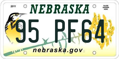 NE license plate 95PF64