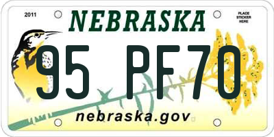 NE license plate 95PF70