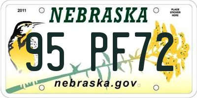 NE license plate 95PF72