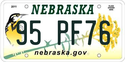 NE license plate 95PF76