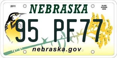 NE license plate 95PF77