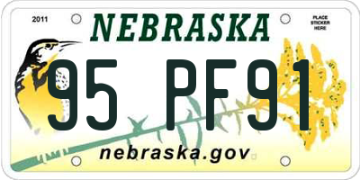 NE license plate 95PF91