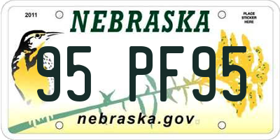 NE license plate 95PF95