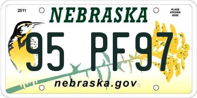 NE license plate 95PF97