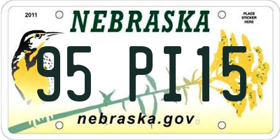 NE license plate 95PI15
