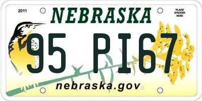 NE license plate 95PI67