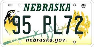 NE license plate 95PL72