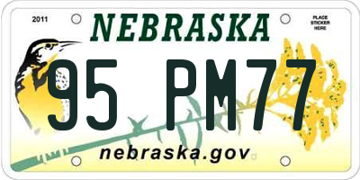 NE license plate 95PM77