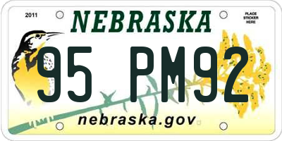 NE license plate 95PM92