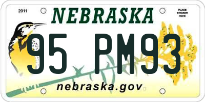 NE license plate 95PM93