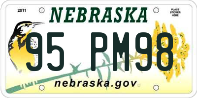 NE license plate 95PM98