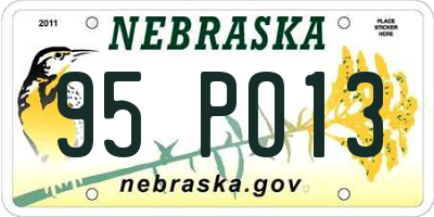 NE license plate 95PO13