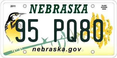 NE license plate 95PQ80