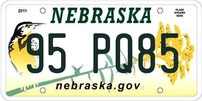NE license plate 95PQ85