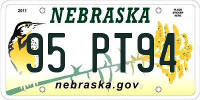 NE license plate 95PT94