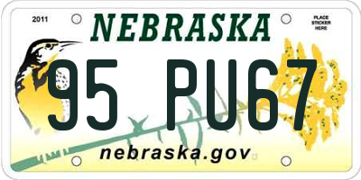 NE license plate 95PU67