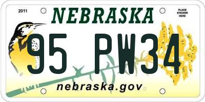 NE license plate 95PW34
