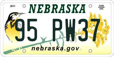 NE license plate 95PW37