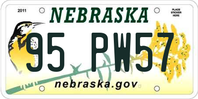 NE license plate 95PW57
