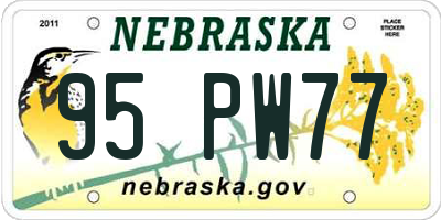 NE license plate 95PW77