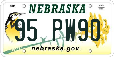 NE license plate 95PW90