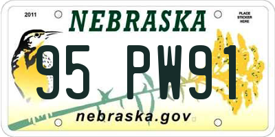 NE license plate 95PW91