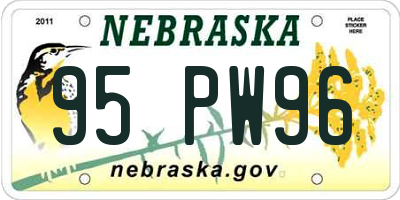 NE license plate 95PW96