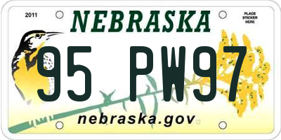 NE license plate 95PW97