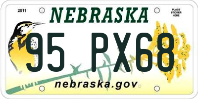 NE license plate 95PX68