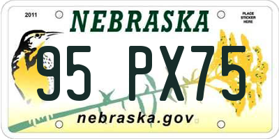 NE license plate 95PX75
