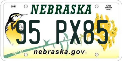 NE license plate 95PX85