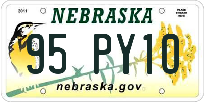 NE license plate 95PY10