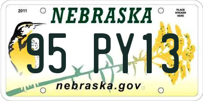 NE license plate 95PY13