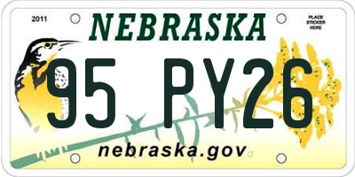 NE license plate 95PY26