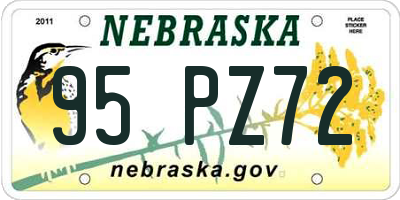 NE license plate 95PZ72