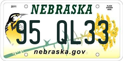 NE license plate 95QL33