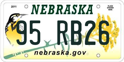 NE license plate 95RB26