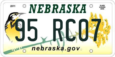 NE license plate 95RC07