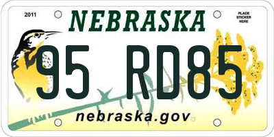 NE license plate 95RD85