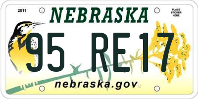 NE license plate 95RE17