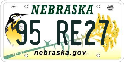 NE license plate 95RE27