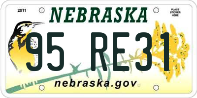 NE license plate 95RE31