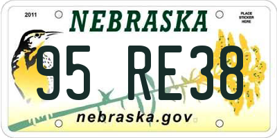 NE license plate 95RE38