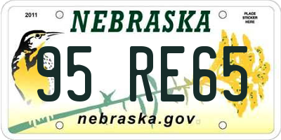 NE license plate 95RE65