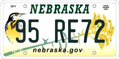 NE license plate 95RE72