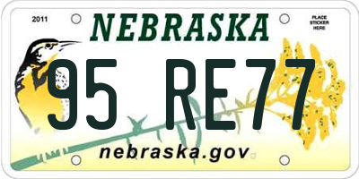 NE license plate 95RE77