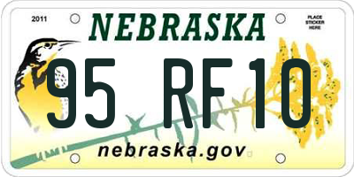 NE license plate 95RF10