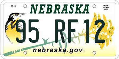 NE license plate 95RF12